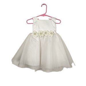 Vintage JOYKIDS Girls White Formal Wedding Floral Pearls Sleeveless Wims…